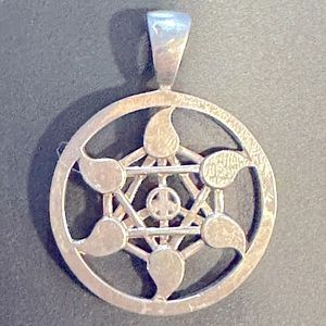 Large Star of David- Magen David Pendant with Peace Sign in Sterling Silver
